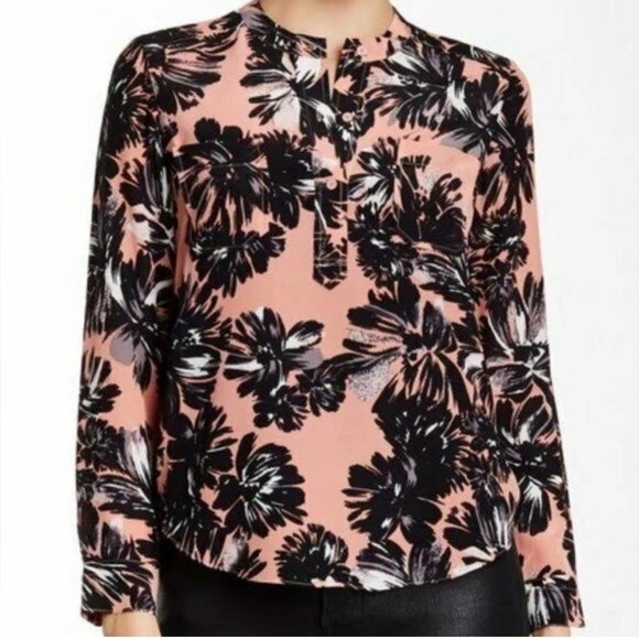 Rebecca Taylor Silk Split Wood Rose Blouse - Picture 1 of 6